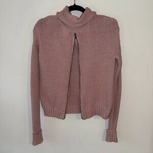 Wearing Your Heart on Your Sleeve Purple Pink Mauve Turtleneck Knit Sweater S